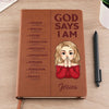 God Says I Am Fearfully And Wonderfully Made - Family Personalized Custom Leather Journal - Gift For Yourself, Best Friends, Siblings, Family Members