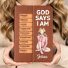 God Says I Am Defined By His Love - Family Personalized Custom Leather Journal - Gift For Yourself, Best Friends, Siblings, Family Members