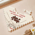 The Year I Found My Missing Piece - Couple Personalized Custom Heart Shaped Building Brick Blocks - Gift For Husband Wife, Anniversary