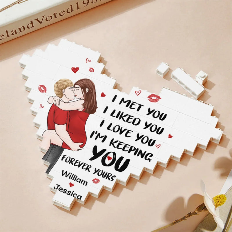You Are My Light In The Dark - Couple Personalized Custom Heart Shaped Building Brick Blocks - Gift For Husband Wife, Anniversary