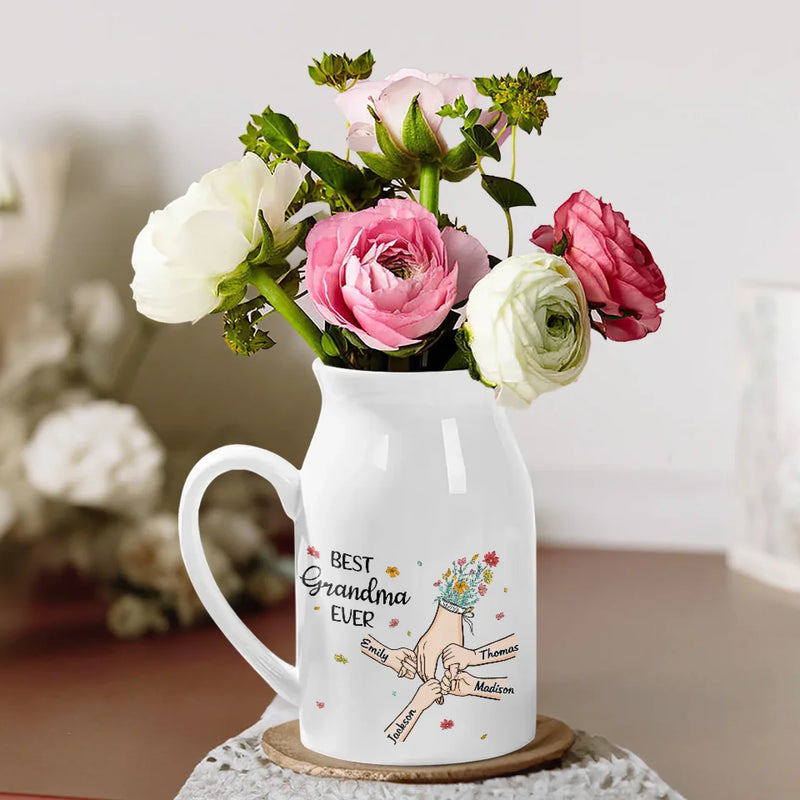 Best Grandma Ever - Family Personalized Custom Home Decor Flower Vase - House Warming Gift For Mom, Grandma