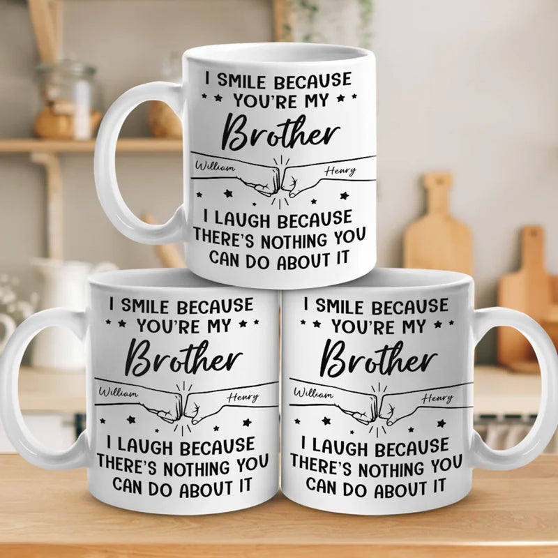 Custom Mug - Personalized Birthday Gifts For Brother, Sister, Family - My Brother, My Hero, My Forever Support