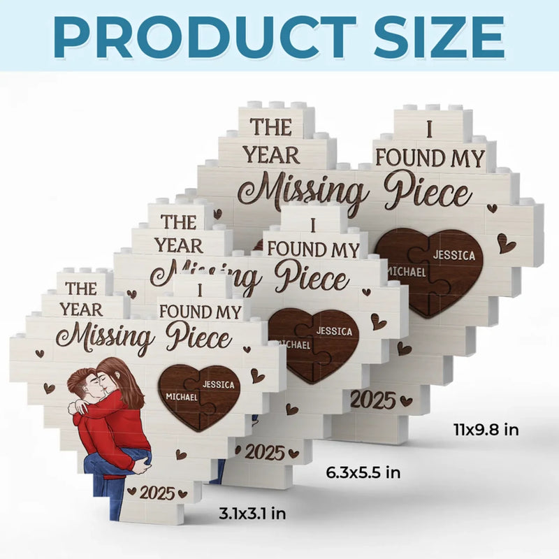 In Your Kiss, I Found My Forever - Couple Personalized Custom Heart Shaped Building Brick Blocks - Gift For Husband Wife, Anniversary