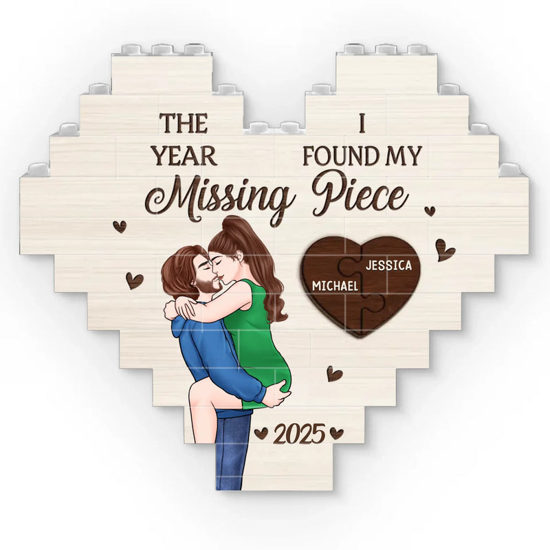 In Your Kiss, I Found My Forever - Couple Personalized Custom Heart Shaped Building Brick Blocks - Gift For Husband Wife, Anniversary