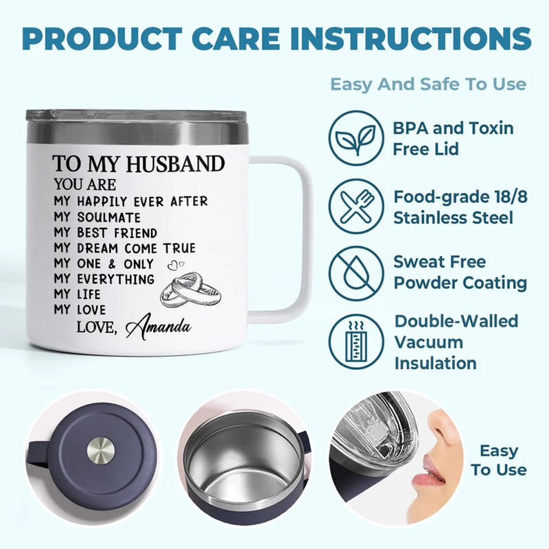 My Soulmate For Life - Couple Personalized Custom 14oz Stainless Steel Tumbler With Handle - Gift For Husband Wife, Anniversary