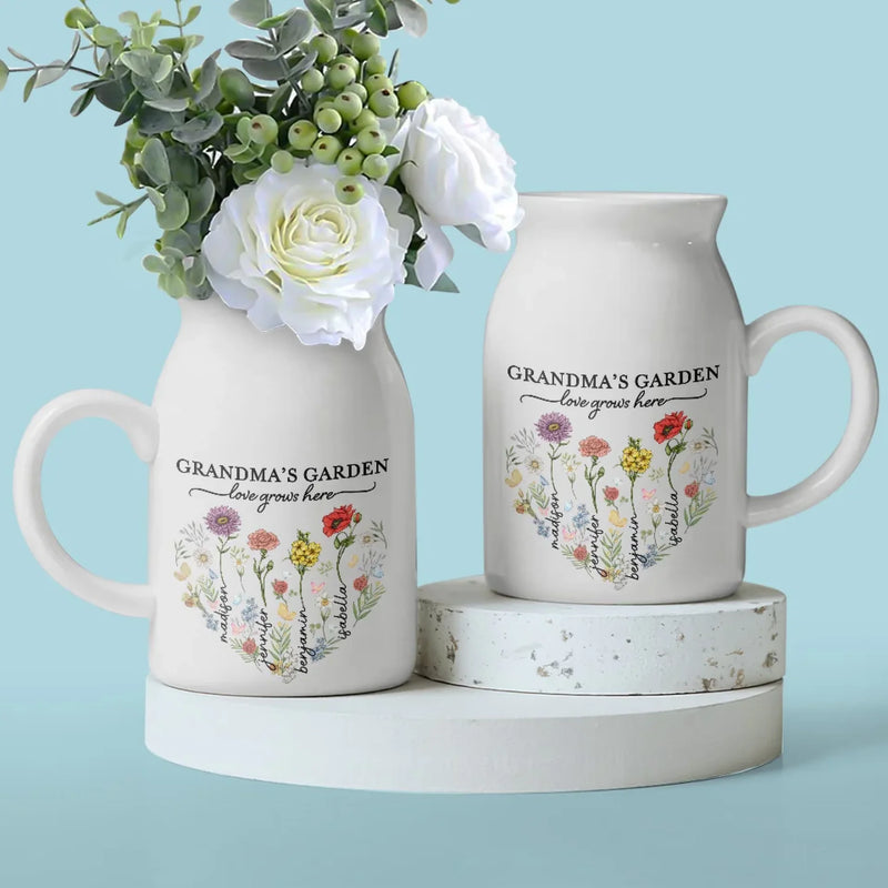 Life Doesn't Come With A Manual, It Comes With A Mother - Family Personalized Custom Home Decor Flower Vase - House Warming Gift For Mom, Grandma
