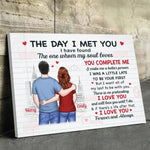 You Complete Me, Always And Forever - Couple Personalized Custom Horizontal Canvas - Gift For Husband Wife, Anniversary