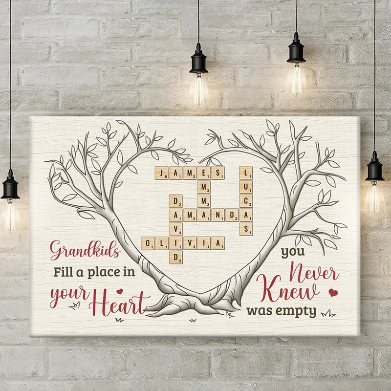 Grandkids Bring Joy To Every Corner Of Your Heart - Family Personalized Custom Horizontal Canvas - Gift For Grandma, Grandpa, Grandkid