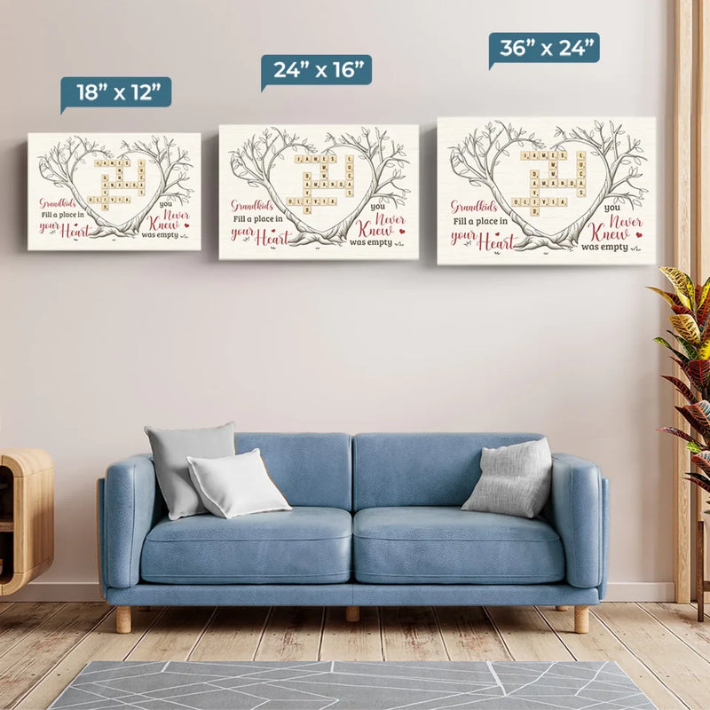 Grandkids Bring Joy To Every Corner Of Your Heart - Family Personalized Custom Horizontal Canvas - Gift For Grandma, Grandpa, Grandkid