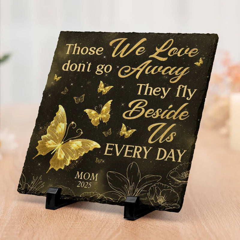Custom Photo They Fly Beside Us Every Day - Memorial Personalized Custom Square Shaped Stone With Stand - Sympathy Gift For Family Members