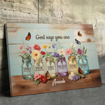 Custom Name Christian Floral Inspirational Decor - Personalized Canvas
