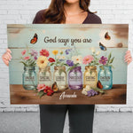 Custom Name Christian Floral Inspirational Decor - Personalized Canvas