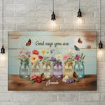 Custom Name Christian Floral Inspirational Decor - Personalized Canvas