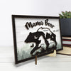 A Mama Bear Loves With Fire And Strength - Family Personalized Custom 2-Layered Wooden Plaque With Stand - Gift For Mom, Grandma