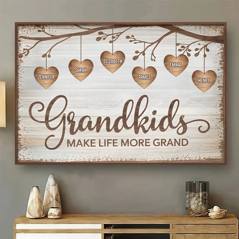 A Grandchild Is A Tree Of Life, Nurtured By Generations - Family Personalized Custom Horizontal Poster - Gift For Mom, Grandma