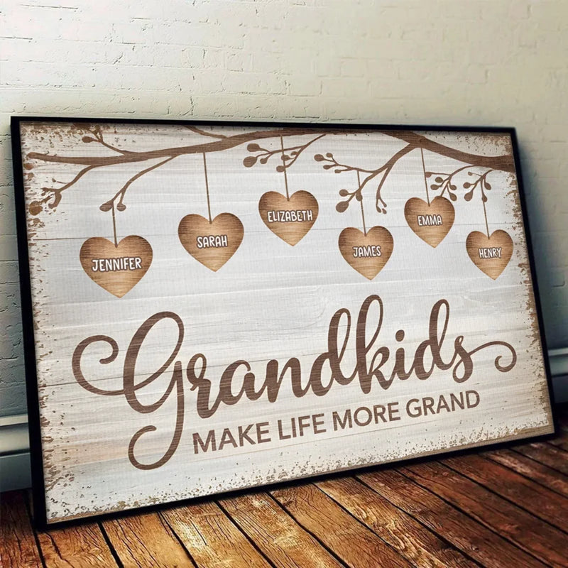 A Grandchild Is A Tree Of Life, Nurtured By Generations - Family Personalized Custom Horizontal Poster - Gift For Mom, Grandma