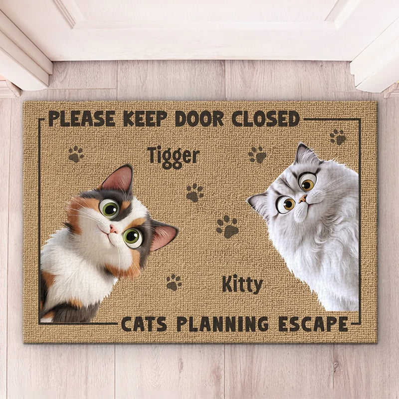 Door Closed, Cat Mischief Paused - Cat Personalized Custom Home Decor Decorative Mat - House Warming Gift For Pet Owners, Pet Lovers