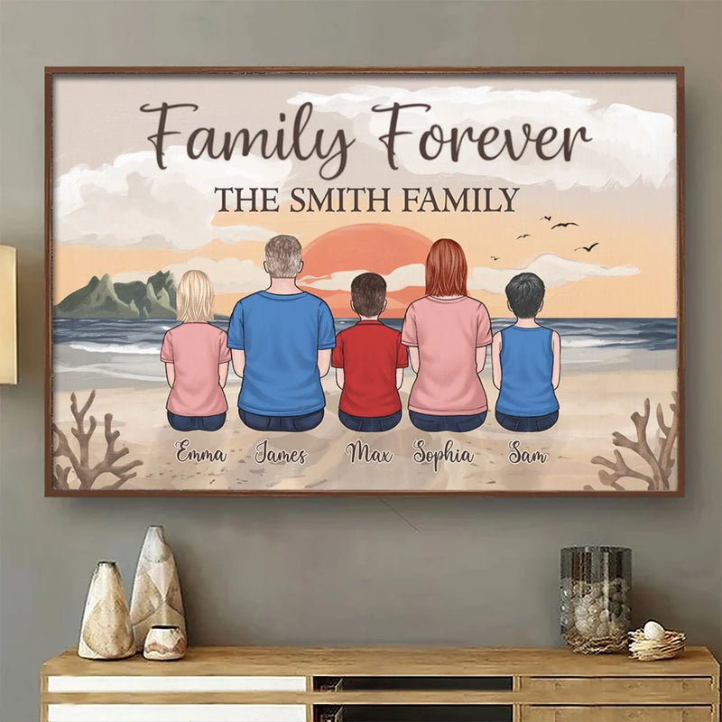 Family Forever, Together in Heart - Family Personalized Custom Horizontal Poster - Gift For Family Members