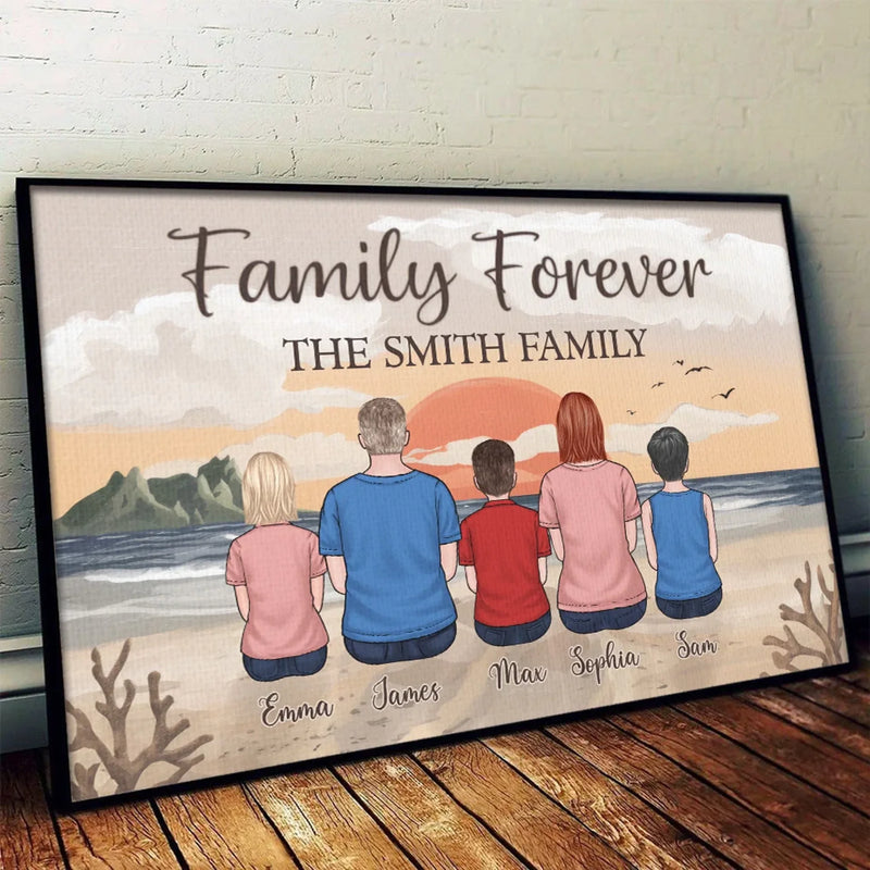 Family Forever, Together in Heart - Family Personalized Custom Horizontal Poster - Gift For Family Members
