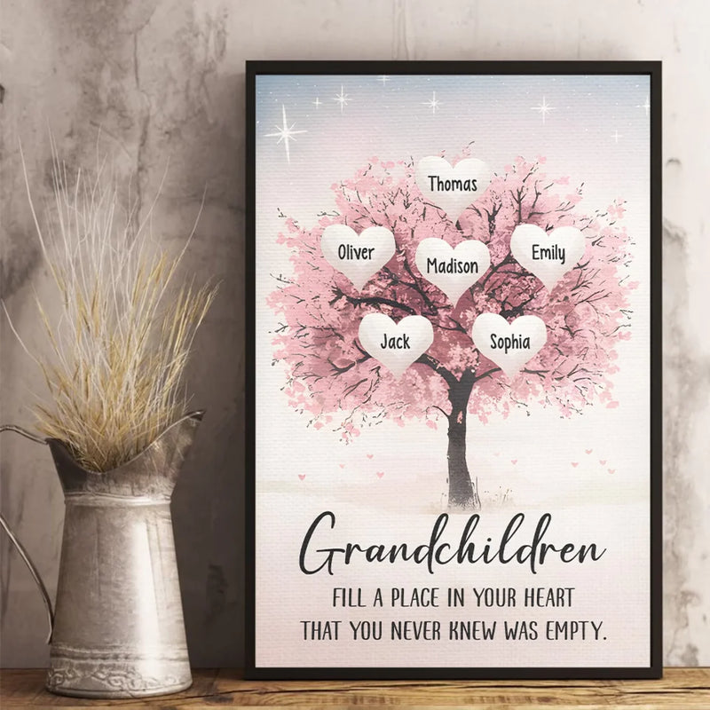 Grandchildren, Little Blessings And Endless Joy - Family Personalized Custom Vertical Poster - Gift For Grandma, Grandpa, Grandkid