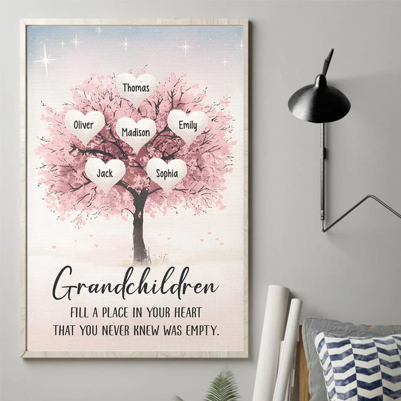 Grandchildren, Little Blessings And Endless Joy - Family Personalized Custom Vertical Poster - Gift For Grandma, Grandpa, Grandkid