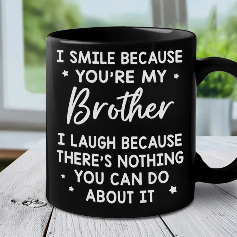 A Brother's Bond Is Unbreakable And Forever - Family Personalized Custom Black Mug - Gift For Family Members
