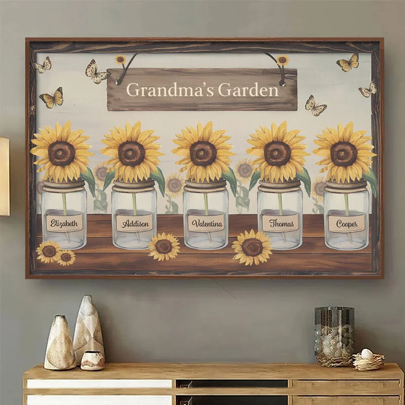 Grandma’s Garden Is Where Memories Bloom - Family Personalized Custom Horizontal Poster - Gift For Mom, Grandma