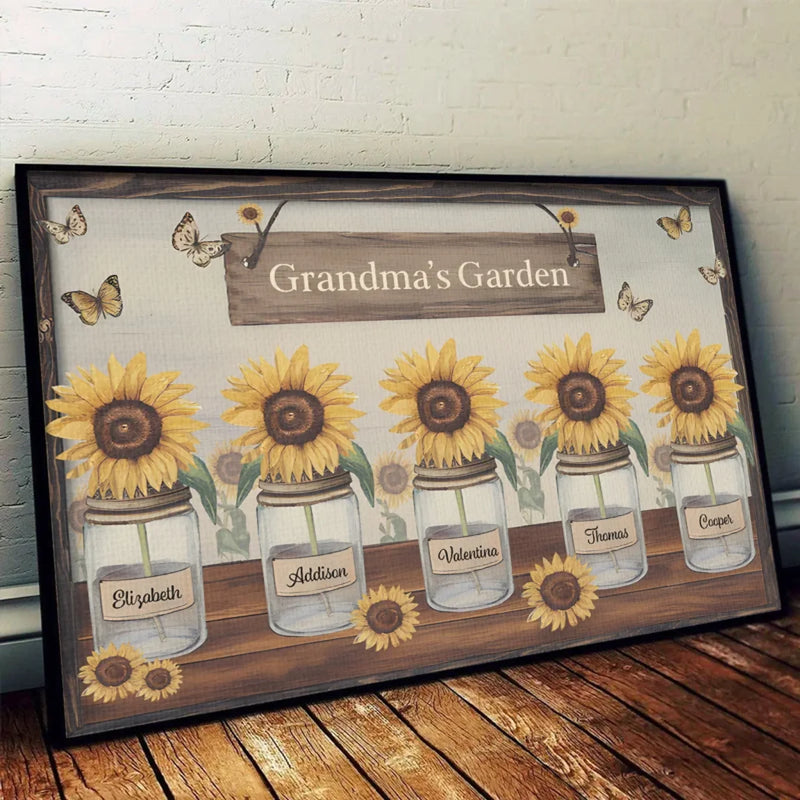 Grandma’s Garden Is Where Memories Bloom - Family Personalized Custom Horizontal Poster - Gift For Mom, Grandma