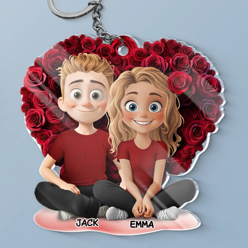 Partners In Crime And In Love - Couple Personalized Custom Shaped Acrylic Keychain - Gift For Husband Wife, Anniversary