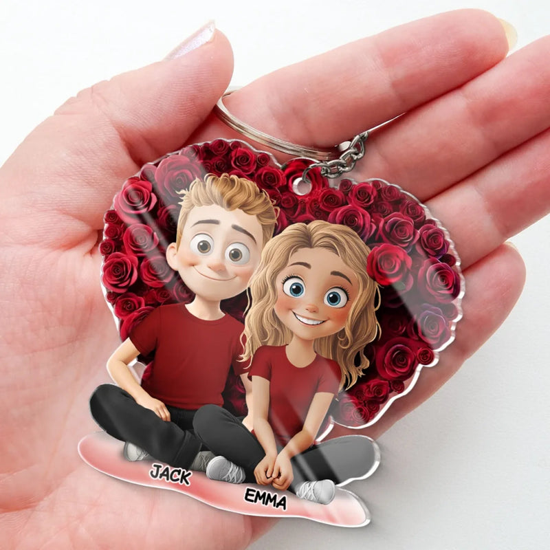 Partners In Crime And In Love - Couple Personalized Custom Shaped Acrylic Keychain - Gift For Husband Wife, Anniversary
