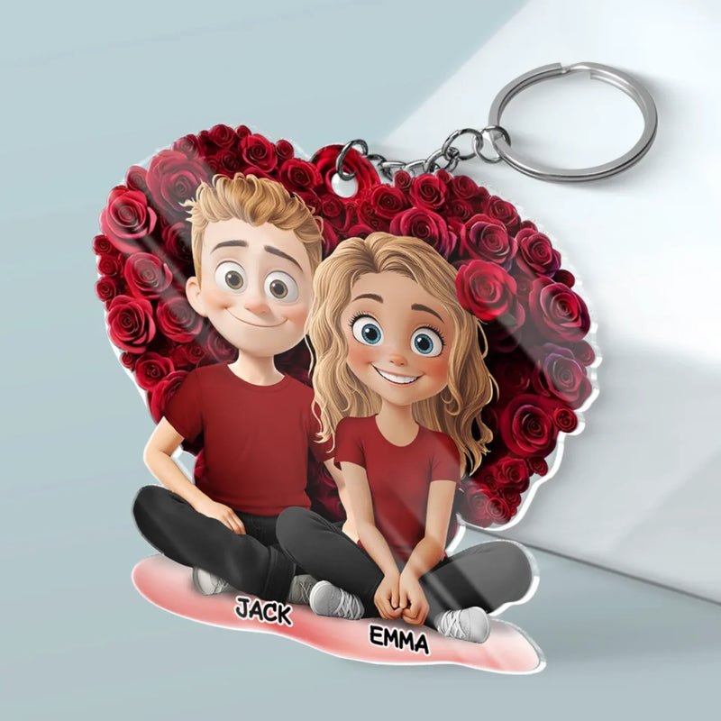 Partners In Crime And In Love - Couple Personalized Custom Shaped Acrylic Keychain - Gift For Husband Wife, Anniversary