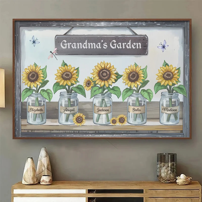 The Beauty Of Grandma’s Garden Is Rooted In Her Love - Family Personalized Custom Horizontal Poster - Gift For Mom, Grandma