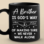 We Never Walk Alone - Family Personalized Custom Black Mug - Gift For Family Members