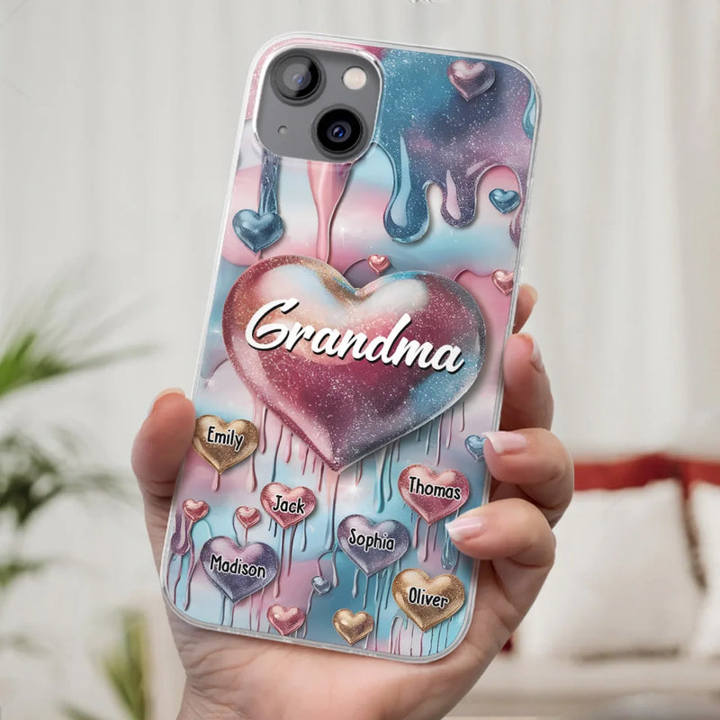 Forever In Grandmother's Heart - Family Personalized Custom 3D Inflated Effect Printed Clear Phone Case - Gift For Mom, Grandma