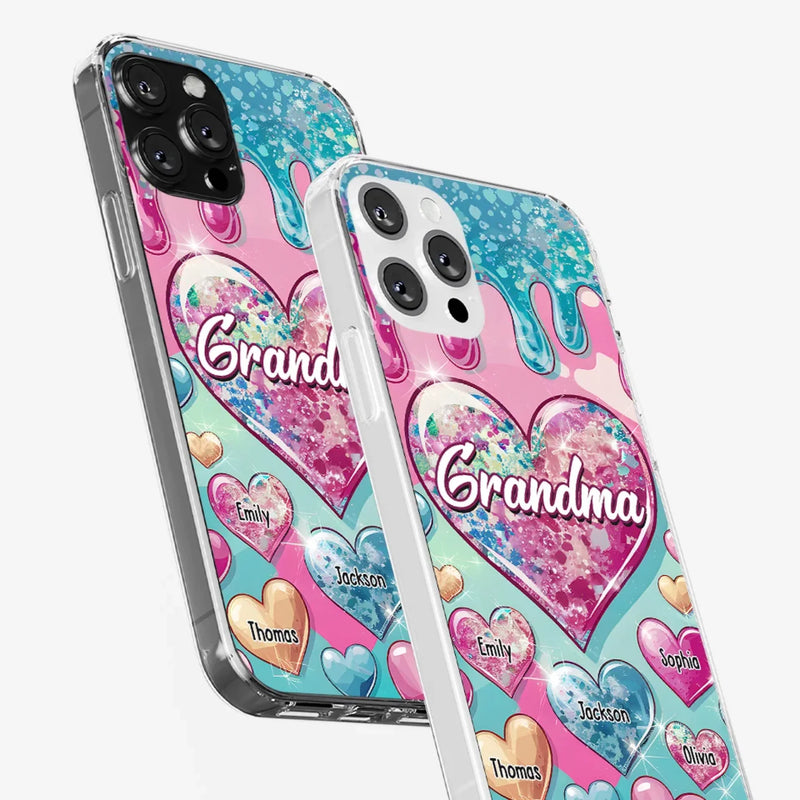 A Grandmother’s Heart Holds Forever Love - Family Personalized Custom 3D Inflated Effect Printed Clear Phone Case - Gift For Mom, Grandma