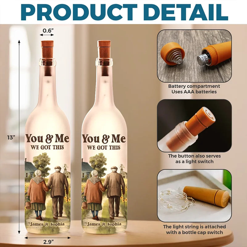 You & Me Forever, We Got This - Couple Personalized Custom Bottle Lamp - Gift For Husband Wife, Anniversary