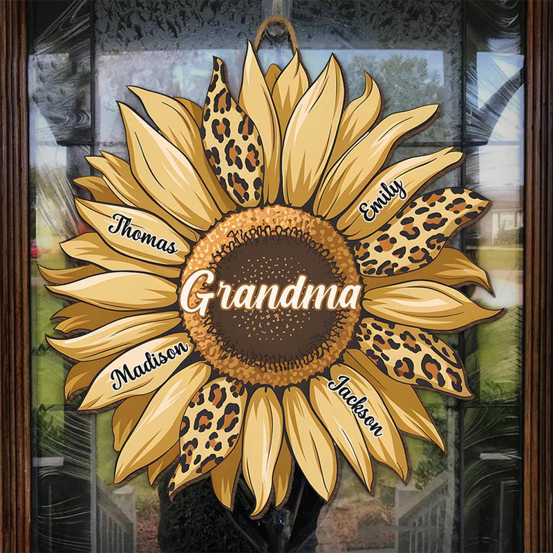 A Flower Blooms With A Grandmother's Love - Family Personalized Custom Shaped Home Decor Wood Sign - House Warming Gift For Mom, Grandma
