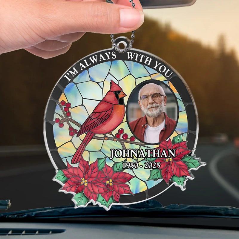 Custom Photo The Love Remains, Though You Are Gone - Memorial Personalized Custom Car Ornament - Acrylic Custom Shaped - Sympathy Gift For Family Members
