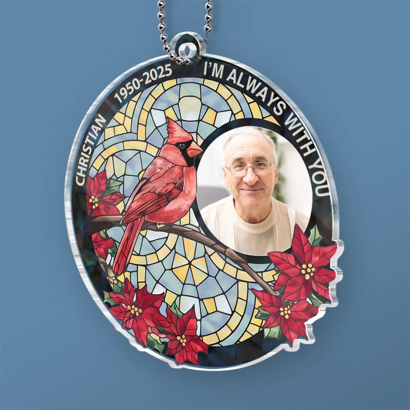 Custom Photo Time May Pass, But Love Remains - Memorial Personalized Custom Car Ornament - Acrylic Custom Shaped - Sympathy Gift For Family Members