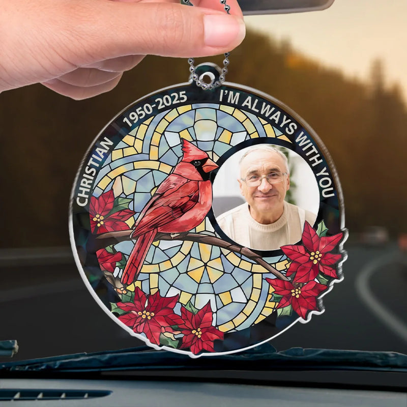 Custom Photo Time May Pass, But Love Remains - Memorial Personalized Custom Car Ornament - Acrylic Custom Shaped - Sympathy Gift For Family Members