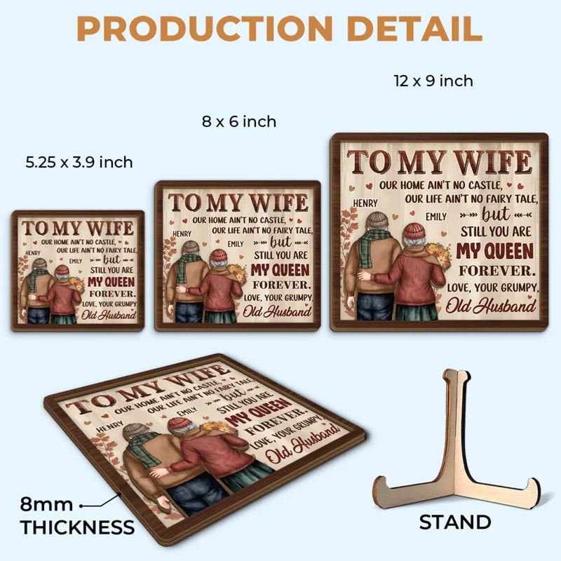 You Are My Queen - Couple Personalized Custom 2-Layered Wooden Plaque With Stand - Gift For Husband Wife, Anniversary