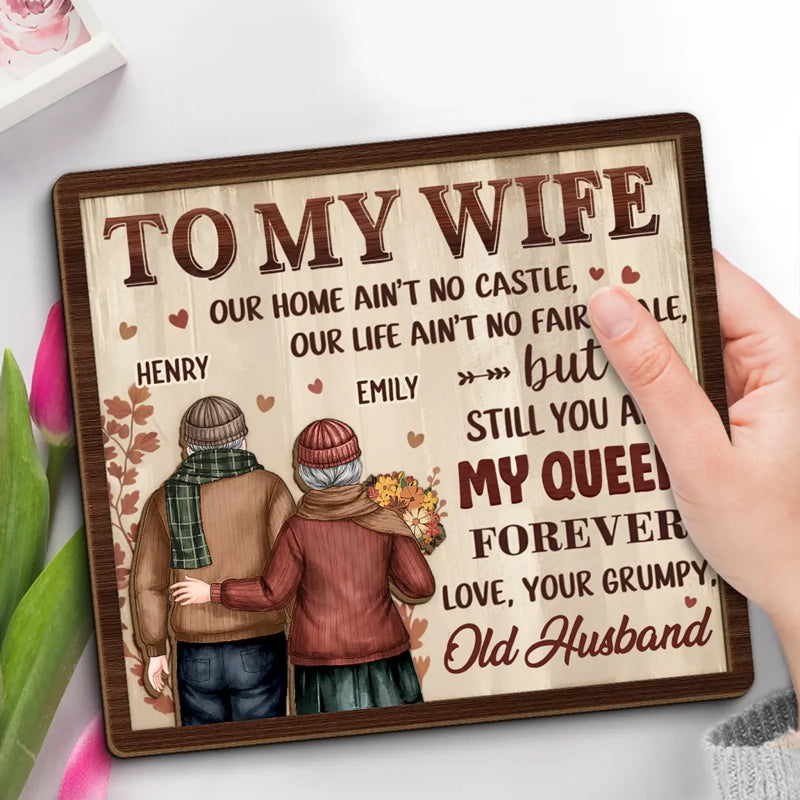 You Are My Queen - Couple Personalized Custom 2-Layered Wooden Plaque With Stand - Gift For Husband Wife, Anniversary