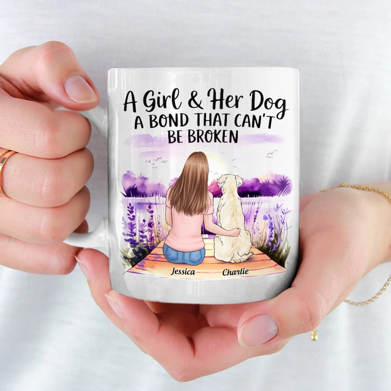 A Girl And Her Dog, Bound By Love - Dog Personalized Custom Mug - Gift For Pet Owners, Pet Lovers
