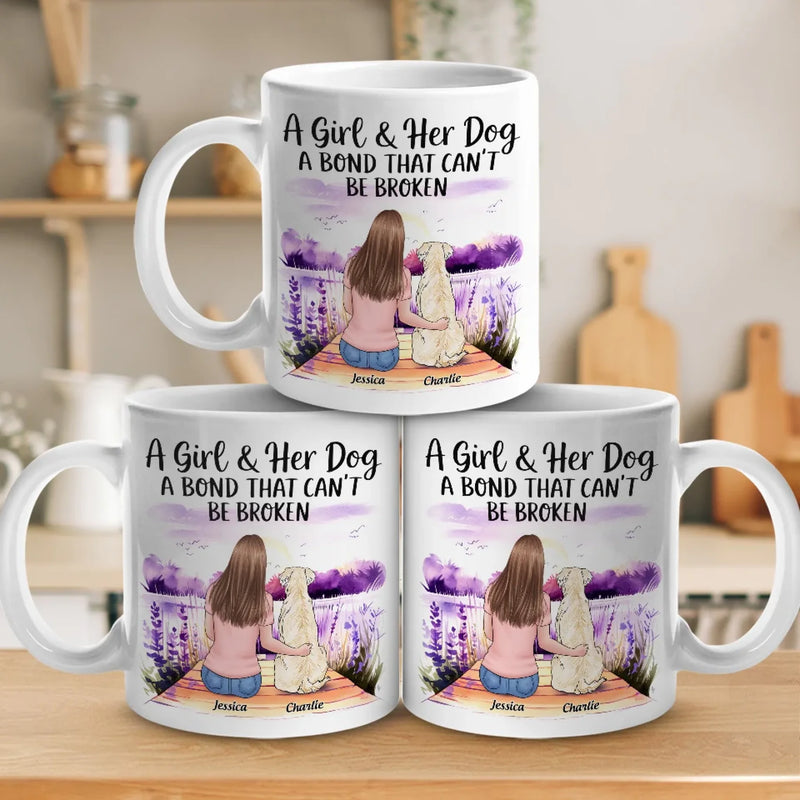 A Girl And Her Dog, Bound By Love - Dog Personalized Custom Mug - Gift For Pet Owners, Pet Lovers