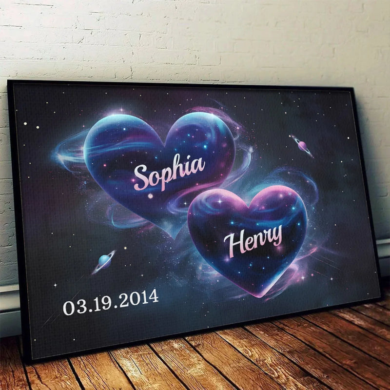 My Heart Beats In Rhythm With Yours - Couple Personalized Custom Horizontal Poster - Gift For Husband Wife, Anniversary