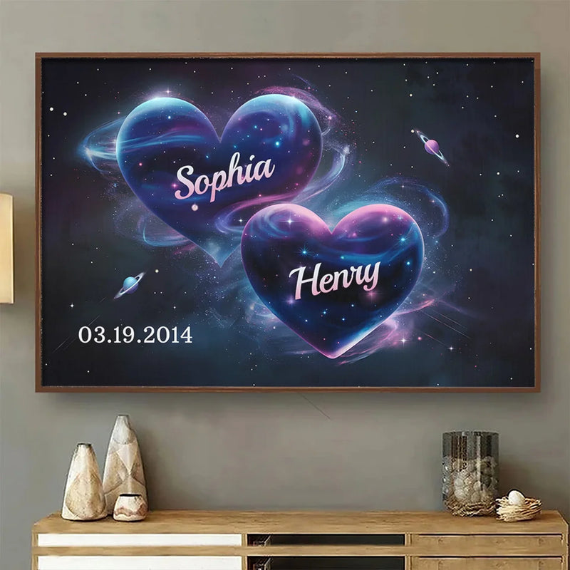My Heart Beats In Rhythm With Yours - Couple Personalized Custom Horizontal Poster - Gift For Husband Wife, Anniversary