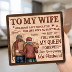 Custom Name My Queen Forever Gifts for Wife - Personalized Wooden Plaque
