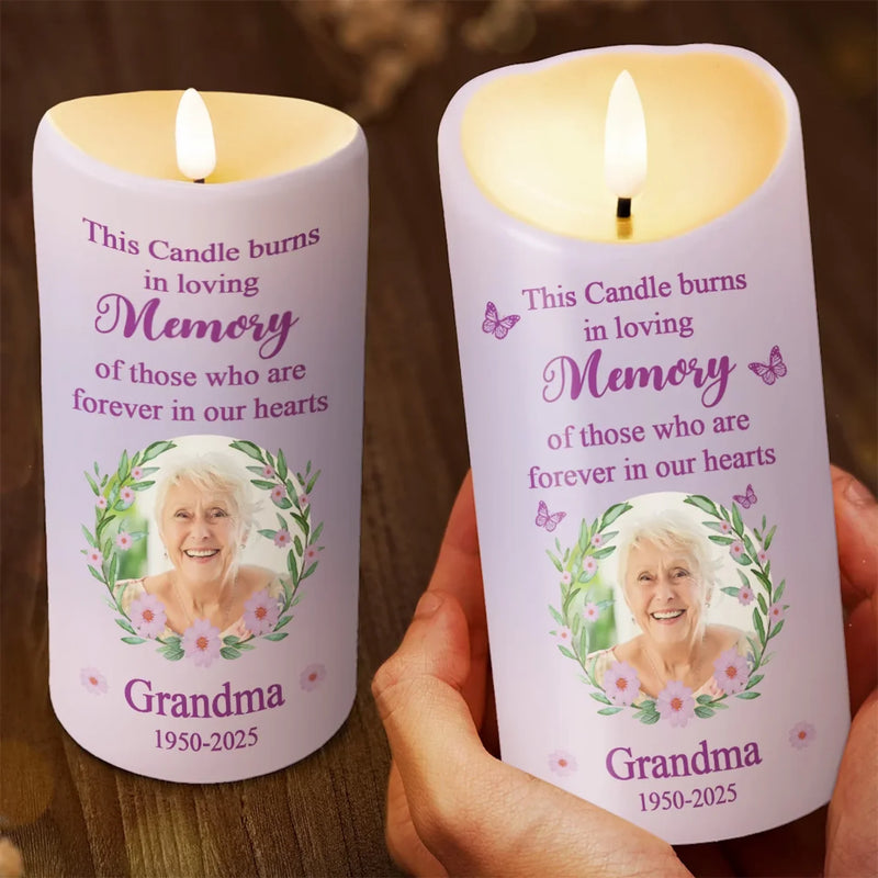 Custom Photo This Candle Holds Our Cherished Memories - Memorial Personalized Custom LED Candle - Sympathy Gift For Family Members