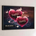 Two Hearts, One Soul - Couple Personalized Custom Horizontal Poster - Gift For Husband Wife, Anniversary