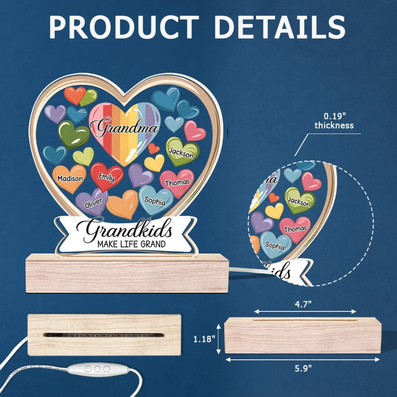 Forever In Grandmother's Heart - Family  Personalized Custom Shaped 3D LED Light - Gift For Grandma, Grandpa, Grandkid